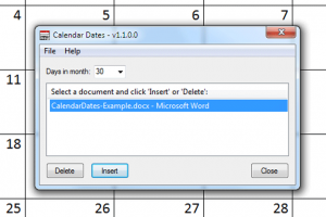 Screenshot: Calendar Dates