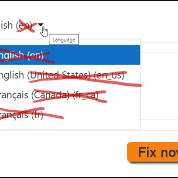 Removing the dialect and ISO codes from Moodle LMS language menu