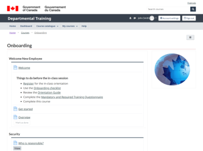 GCWeb Screen shot of sample Course Outline (internal)